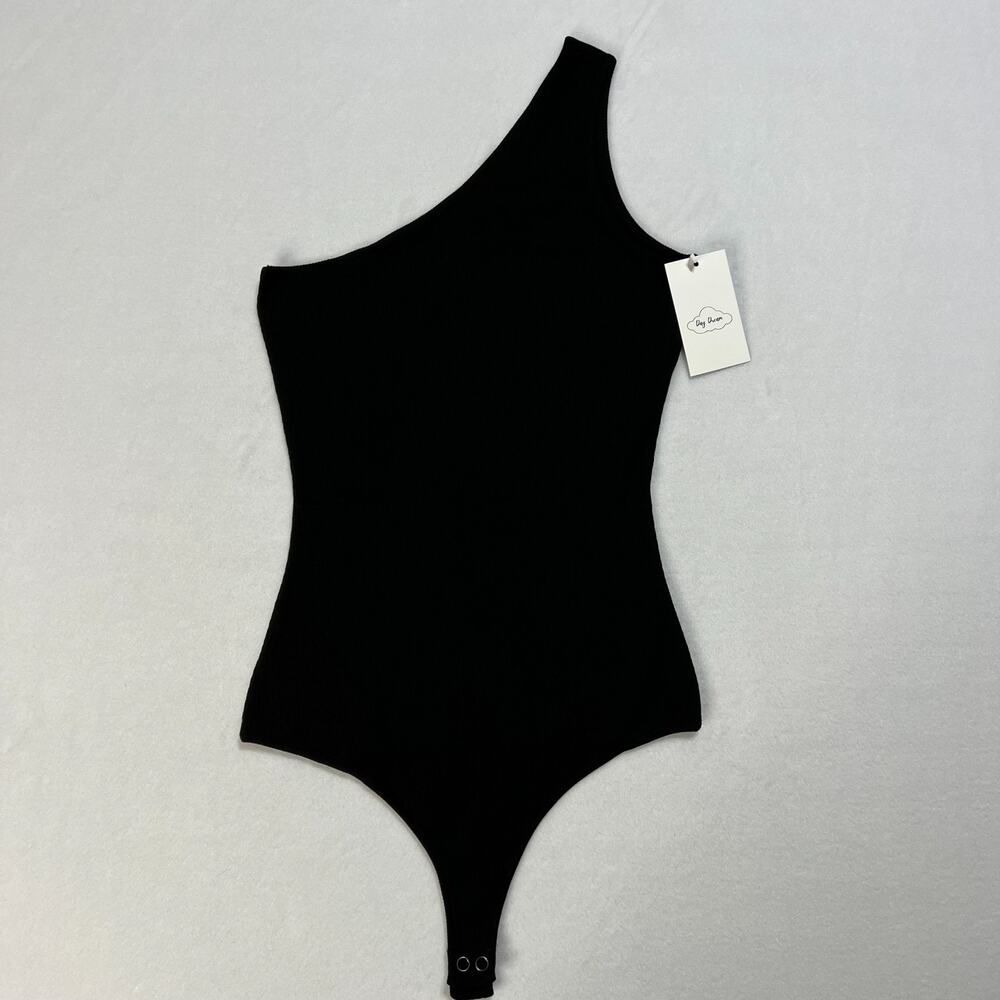 Day Dream Large Black Tank Top Juniors One-Shoulder Sleeveless Leotard NWT